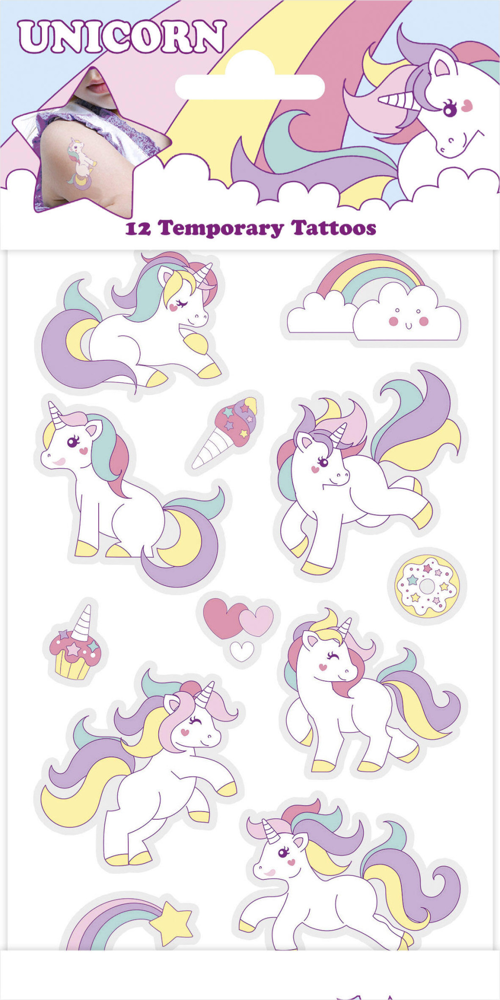 Unicorn Pastel 12 τεμάχια tattoo