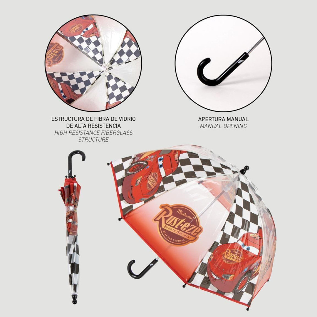Disney Cars Flag Παιδική Διάφανη Ομπρέλα Διαμέτρου 71 cm - Image 3