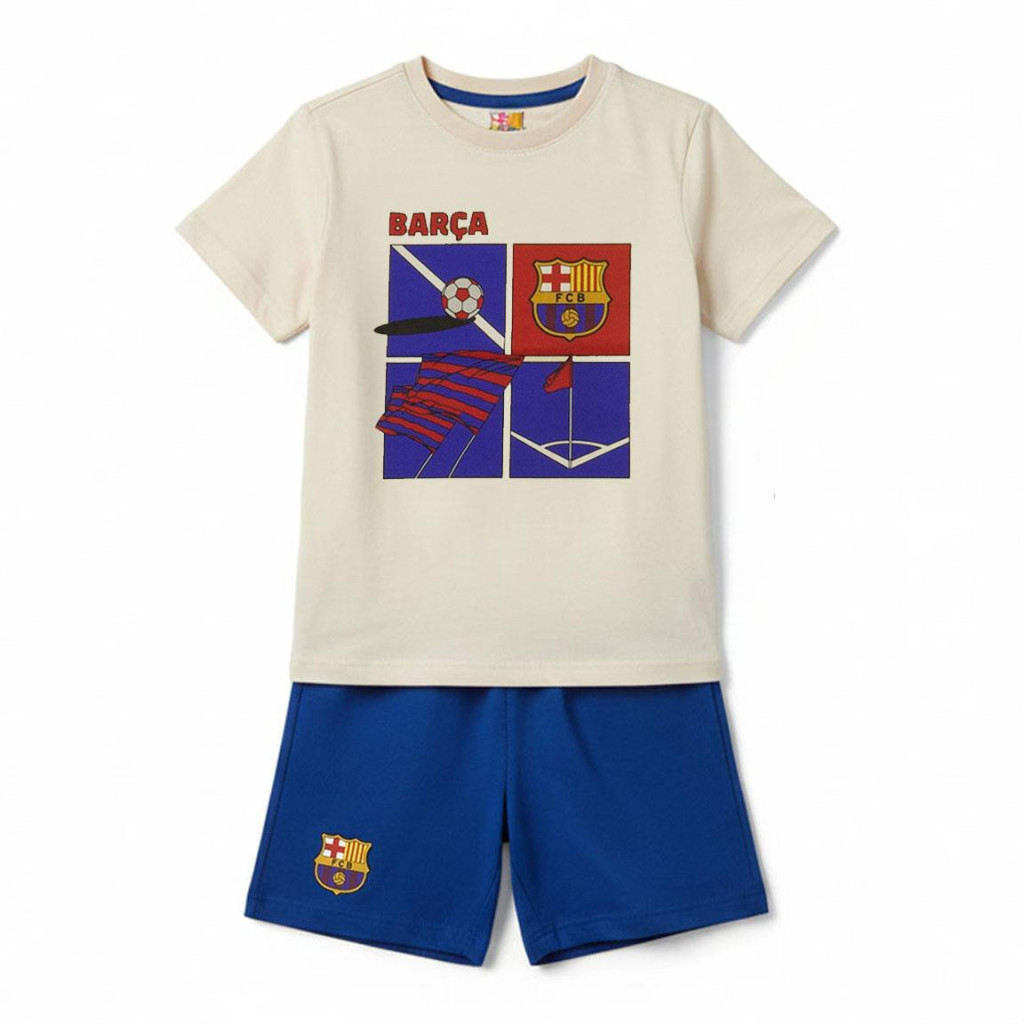 FC Barcelona Flag Παιδικές Κοντές Πιτζάμες 100% Βαμβάκι Μεγέθη 3–14 Ετών / 98–164 cm