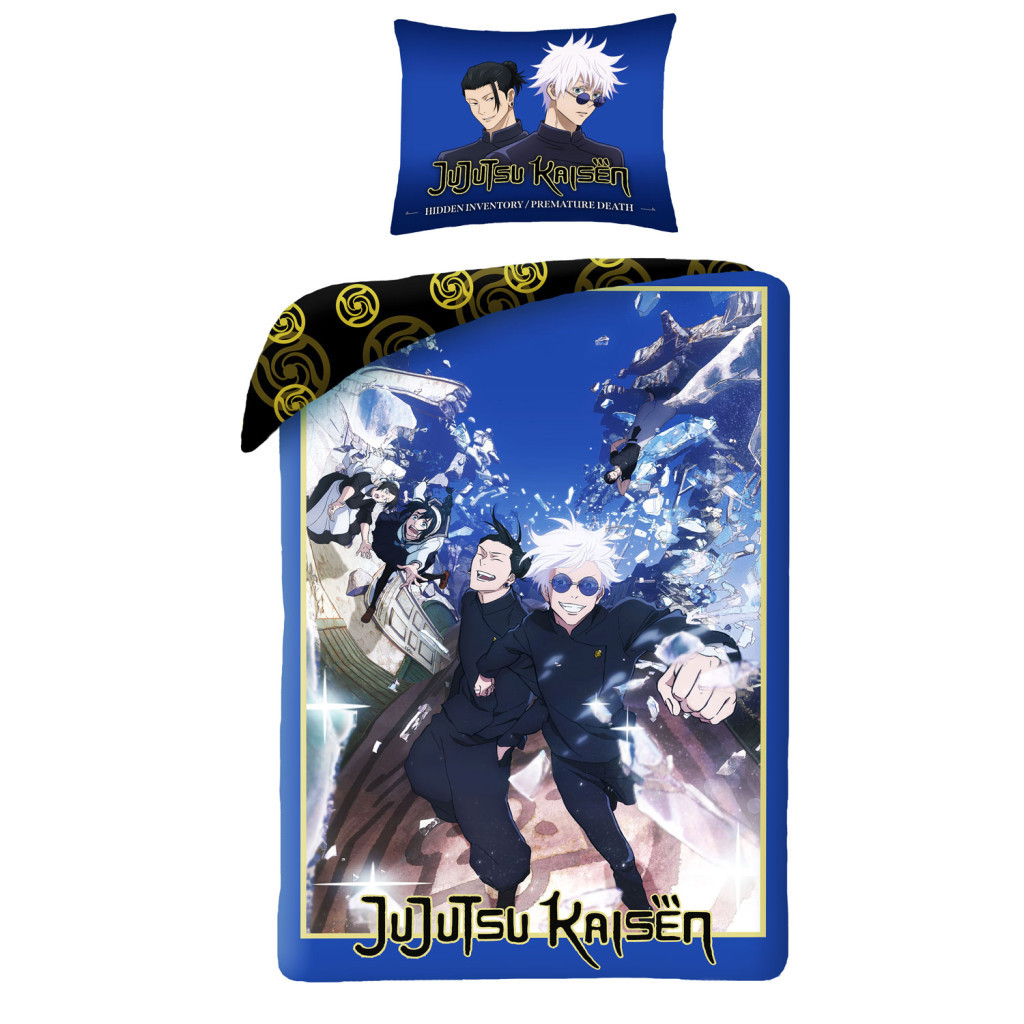 Jujutsu Kaisen Blue Energy σετ παπλωματοθήκη 140x200 cm, 70x90 cm microfibre
