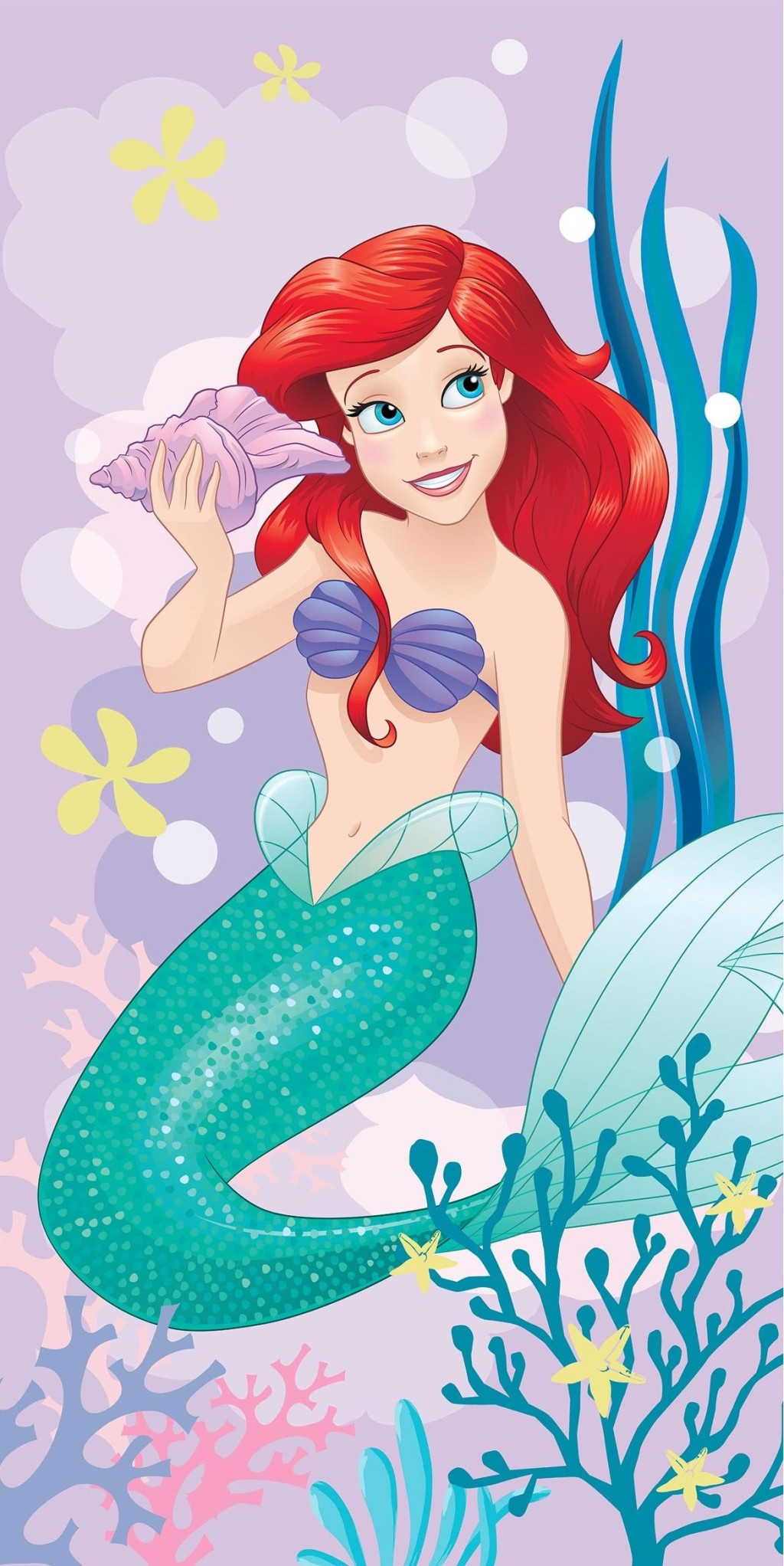 Disney Princess Ariel Pink Πετσέτα Μπάνιου & Θαλάσσης 100% Βαμβάκι 70×140 cm