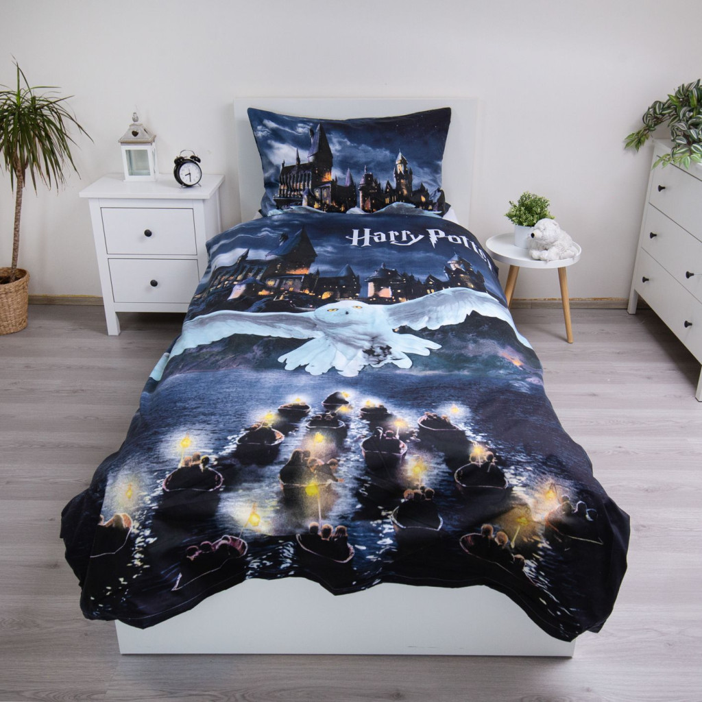 Harry Potter Hogwarts Night σετ παπλωματοθήκη 140x200 cm, 70x90 cm microfibre - Image 2