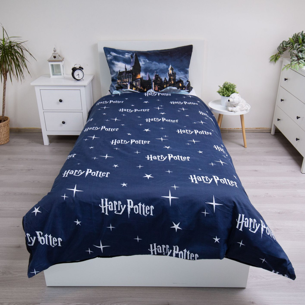Harry Potter Hogwarts Night σετ παπλωματοθήκη 140x200 cm, 70x90 cm microfibre - Image 3