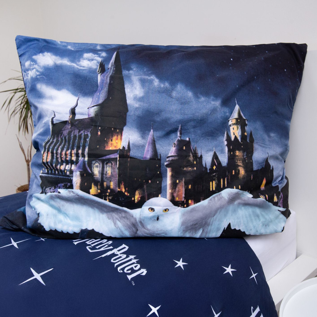 Harry Potter Hogwarts Night σετ παπλωματοθήκη 140x200 cm, 70x90 cm microfibre - Image 4