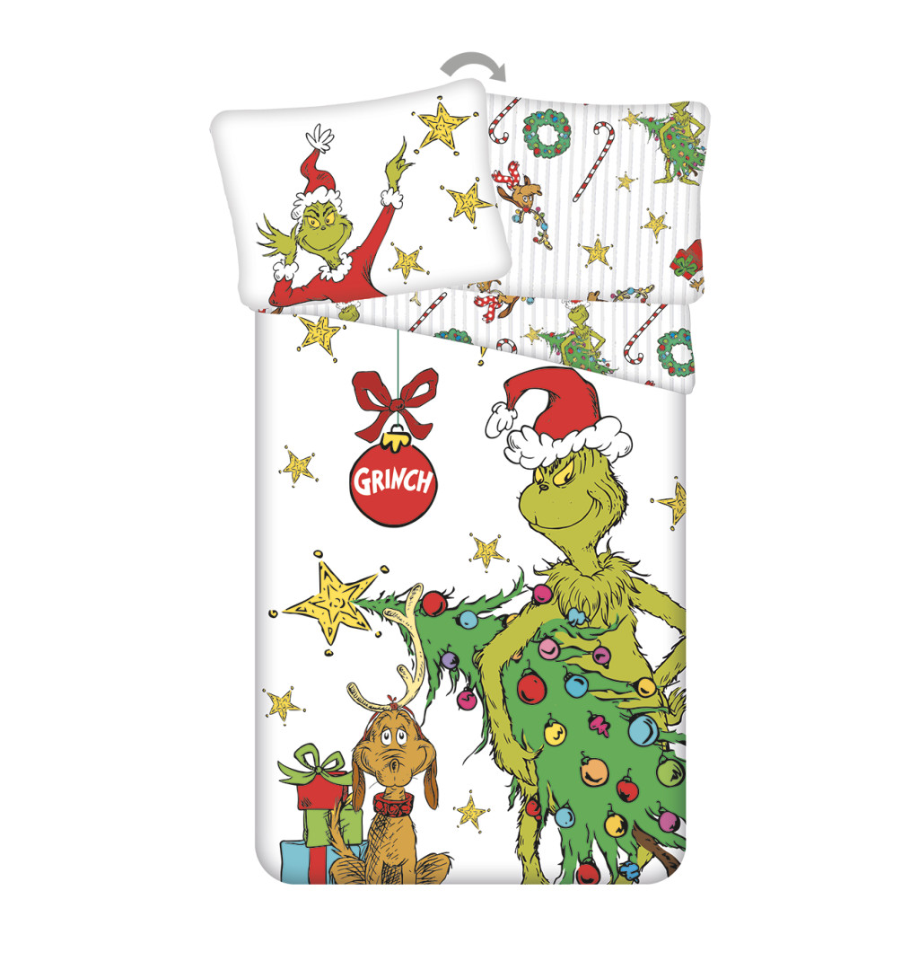 The Grinch Σετ Παπλωματοθήκης Μονό 2 Τεμαχίων από 100% Βαμβάκι 140x200 cm, 70x90 cm