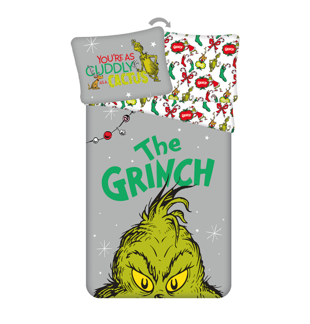 The Grinch Σετ Παπλωματοθήκης Μονό 2 Τεμαχίων από 100% Βαμβάκι 140x200 cm, 70x90 cm
