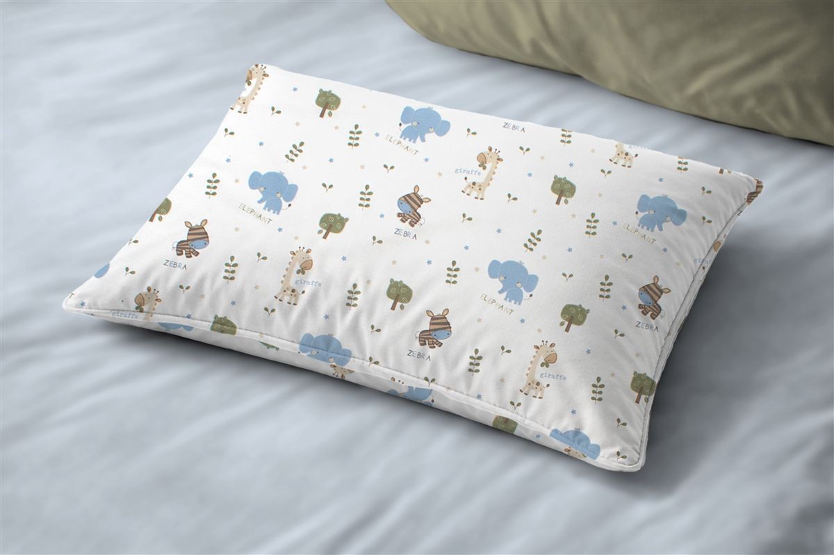 Μαξιλαροθήκη Εμπριμέ kids Happy Safari 711 50X70 White-Sky Blue 100% Cotton