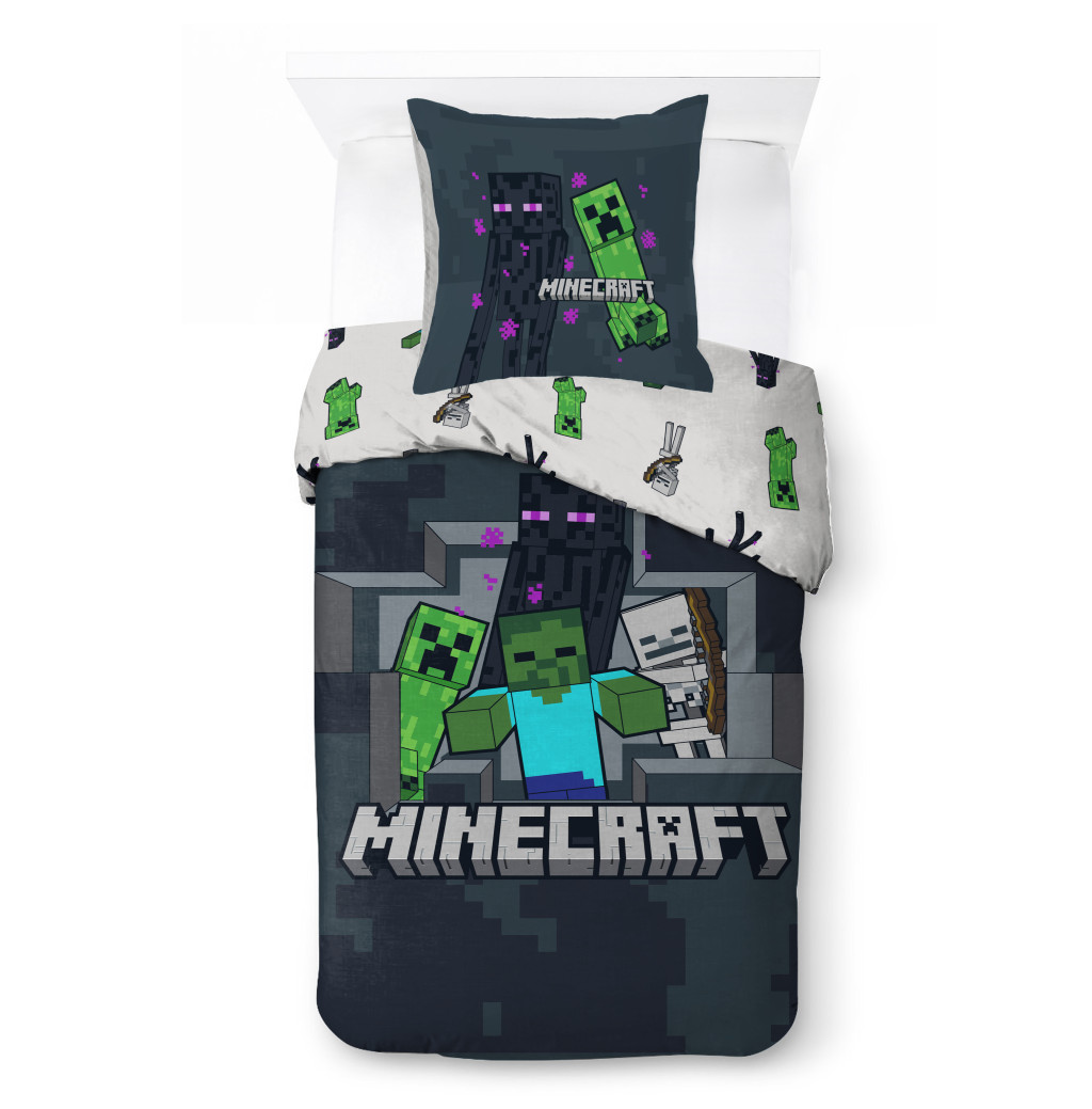 Minecraft Last Block Standing Παιδικό Βαμβακερό Σετ Παπλωματοθήκης 2 Τεμαχίων 140×200 & 70×90 εκ.