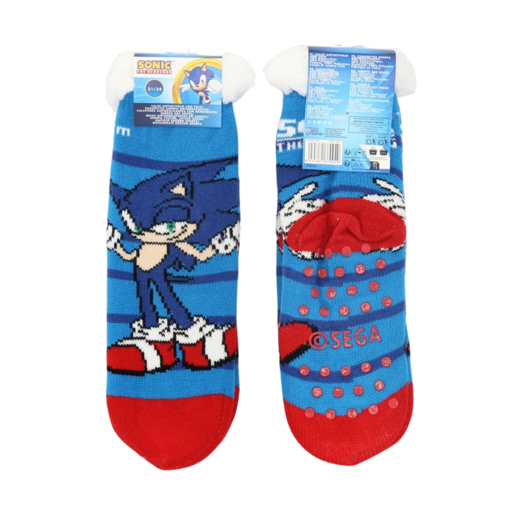 Sonic Παιδικές Αντιολισθητικές Κάλτσες fleece 1 Ζευγάρι