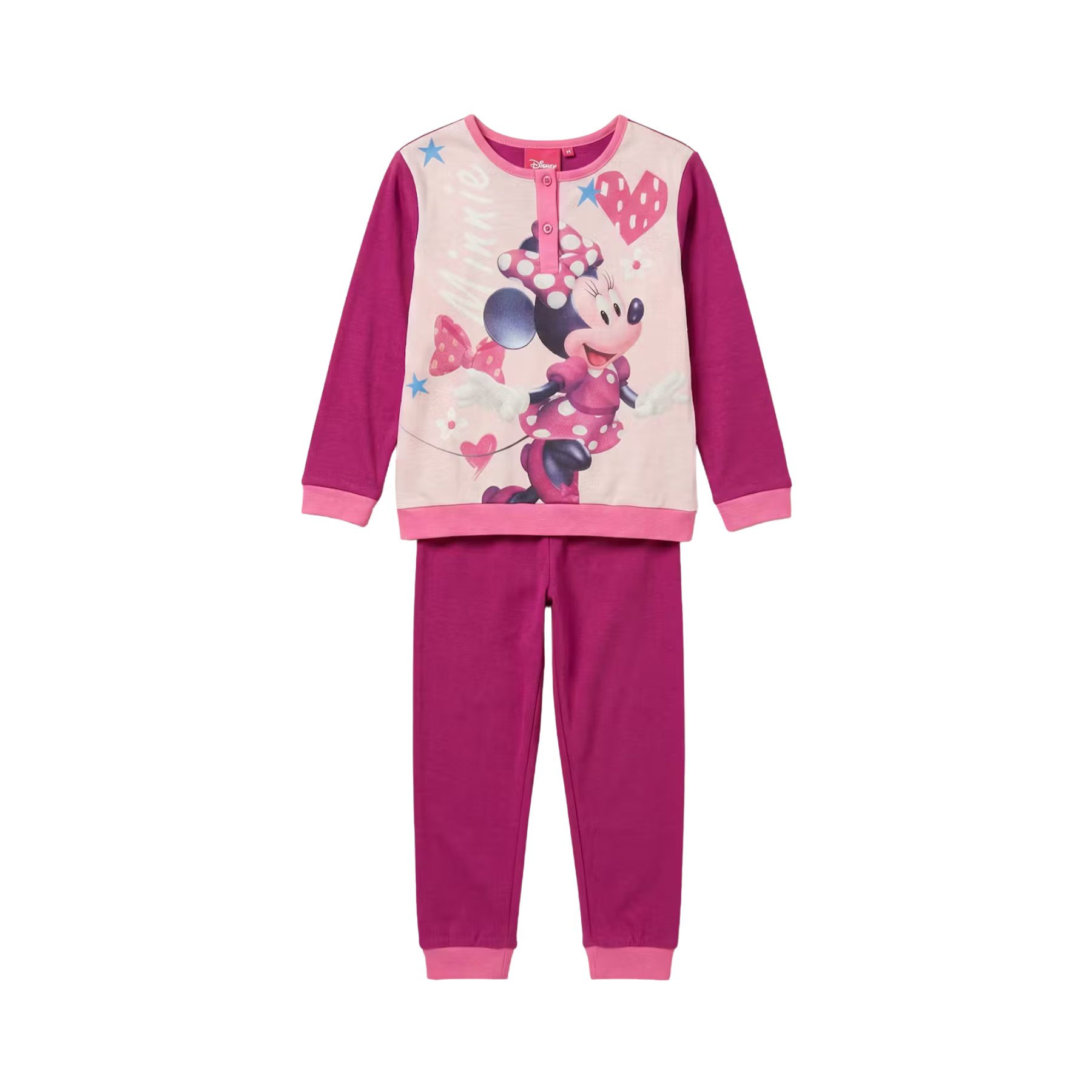 Disney Minnie Παιδικές Μακριές Πιτζάμες με Βαμβακερό Ύφασμα Ροζ Μεγέθη 3–8 ετών