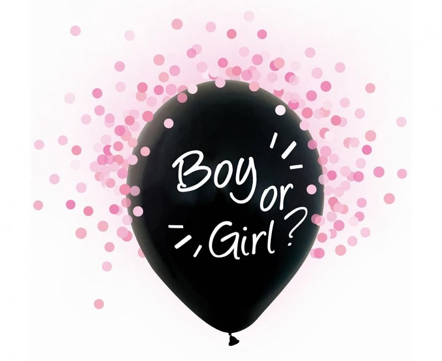Boy or Girl Pink Confetti Filled Σετ 4 Μπαλονιών Latex 30 εκ.
