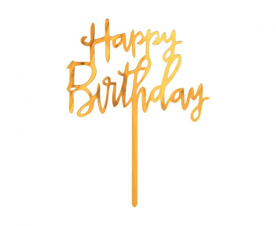 Happy Birthday Χρυσό Διακοσμητικό Τούρτας 14 εκ.