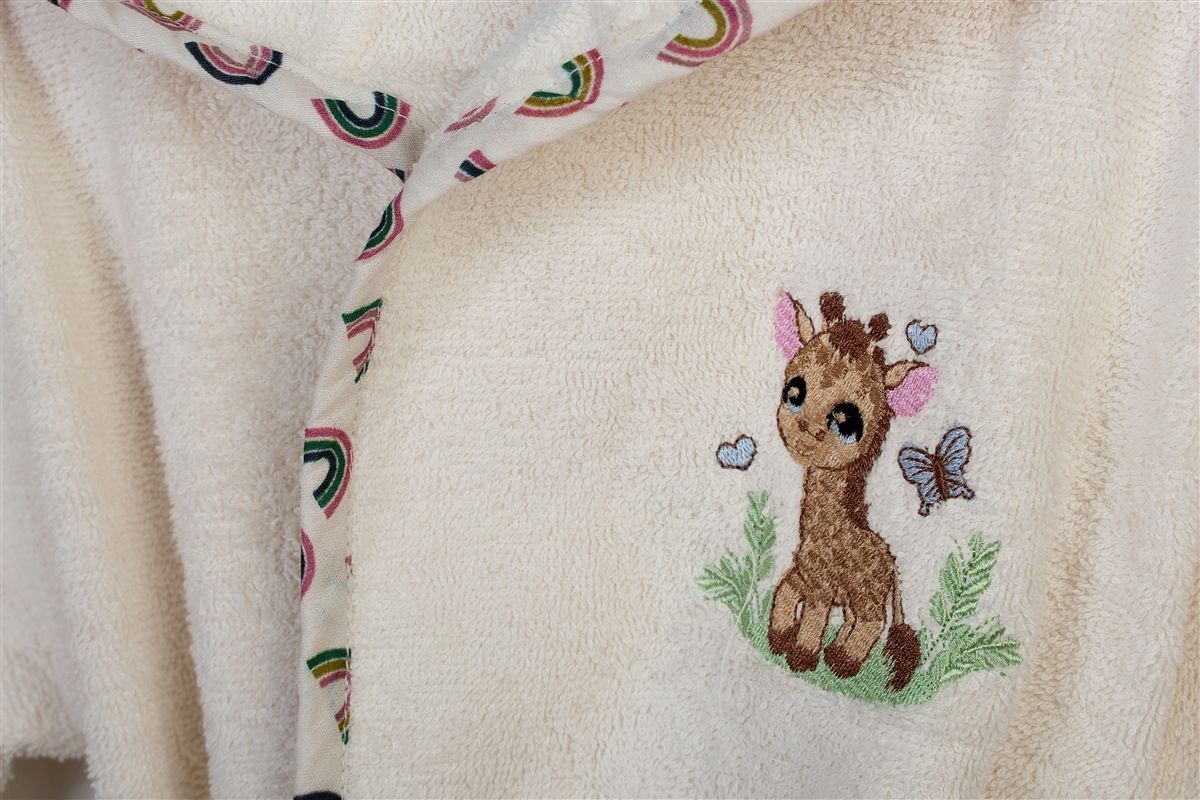 Μπουρνούζι Με Κέντημα kids Giraffe 173 Size: 02 Ecru-Multi 100% Cotton