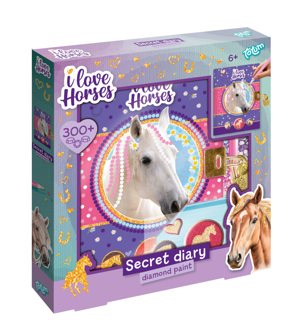 Horses Love Ημερολόγιο με Κλειδαριά και Διαμαντένιες Ψηφίδες 19×20 εκ.