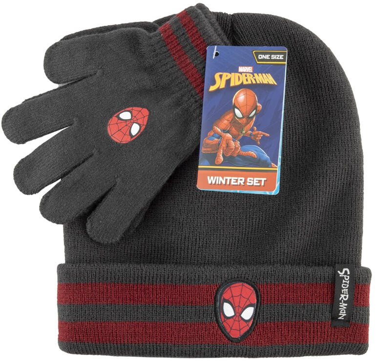 Spiderman Grey Παιδικό Σετ Σκούφου και Γαντιών