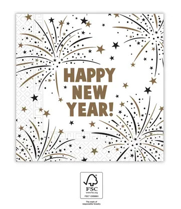 Happy New Year Flares Happy New Year Χαρτοπετσέτες 3 Φύλλων 20 Τεμαχίων 33×33 εκ. FSC